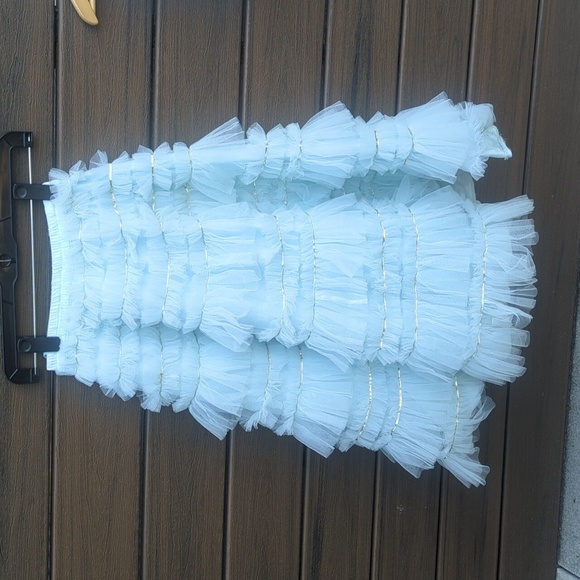 Kids Indian Light Blue Ruffled Mirror  Lengha Set Size 6-7 Great Condition - Picture 2 of 4